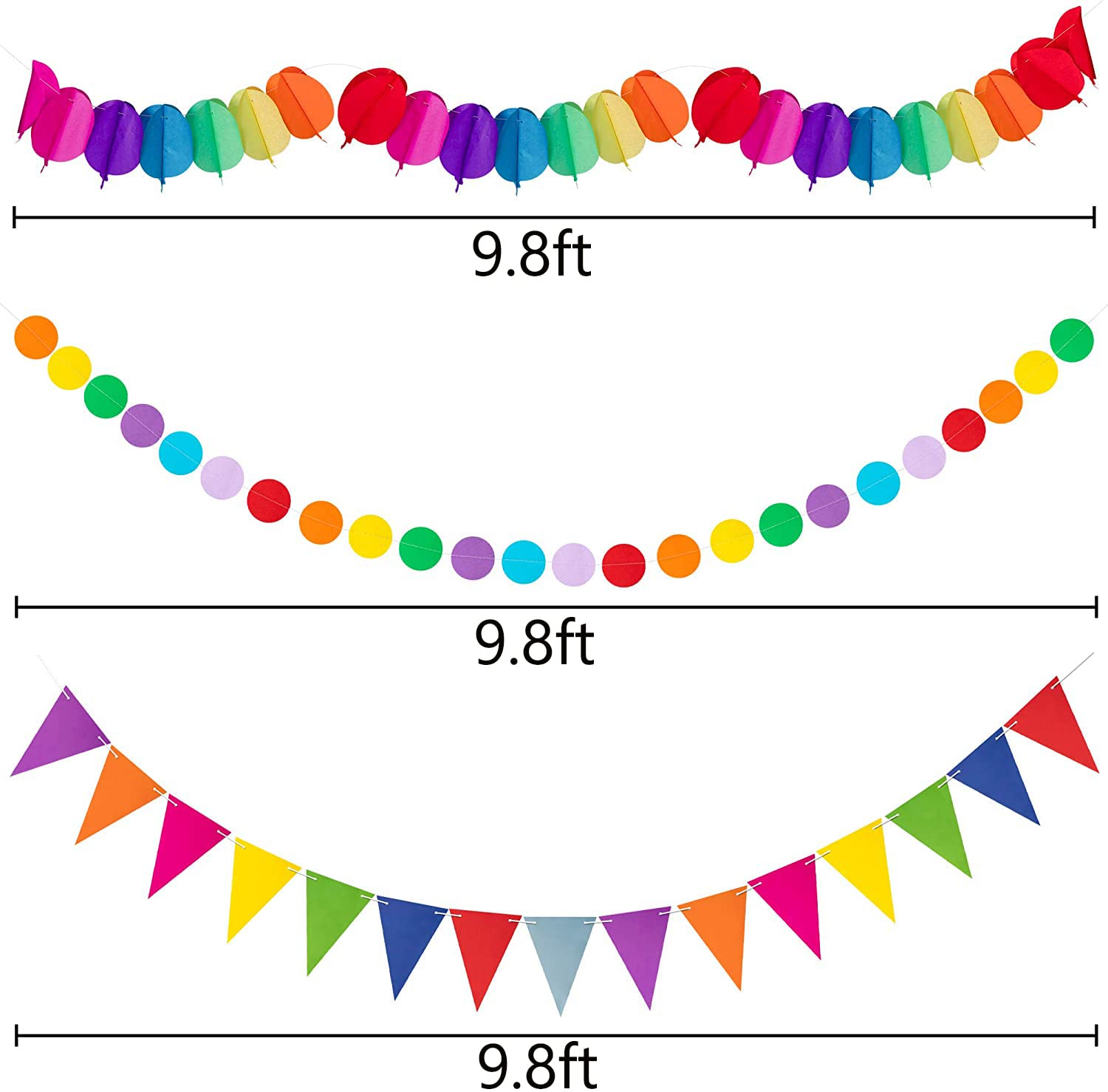 35Pcs Fiesta Paper Fan Party Decorations Set - Cinco De Mayo Pom Poms,Pennant,Garland String,Banner,Hanging Swirls Decor Supplie